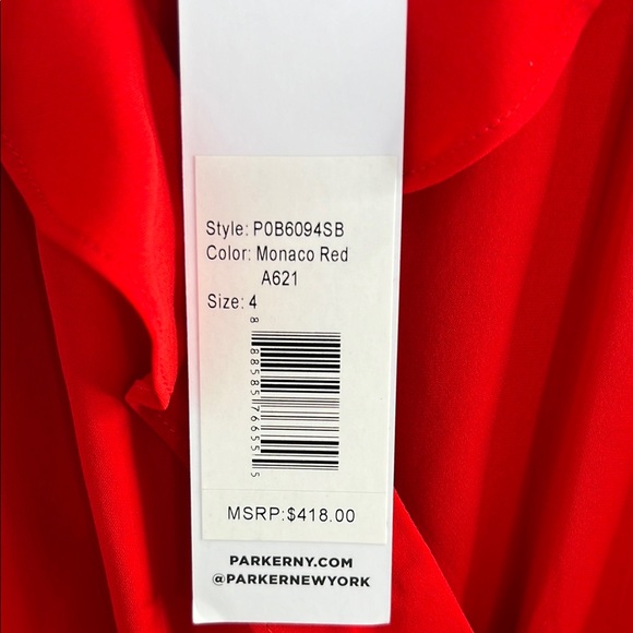 PARKER NEW YORK NWT ATLANTA RUFFLED MIDI DRESS MONACO RED SZ 4 - Picture 6 of 7